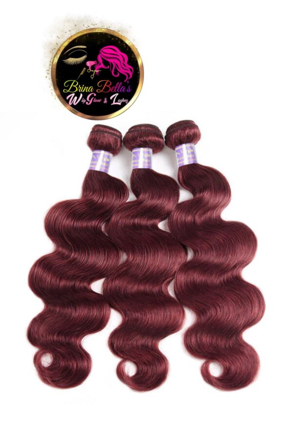 Burgundy human hair 3 bundles