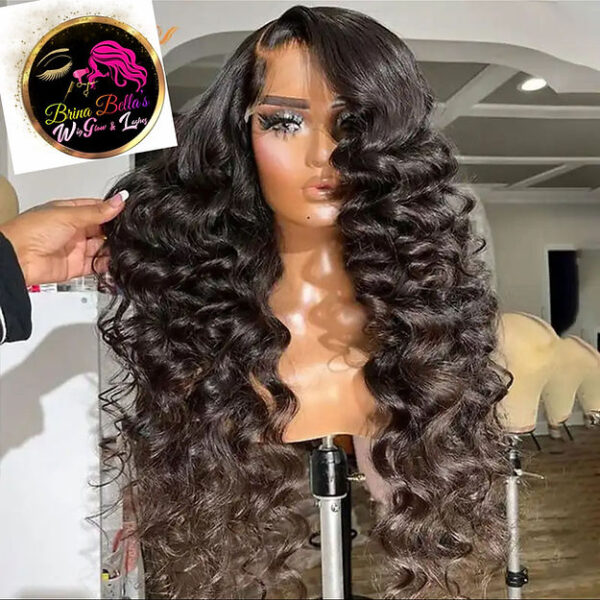 Transparent Lace Frontal Human Hair Wig Loose Deep Wave Glueless Pre Plucked 5x5