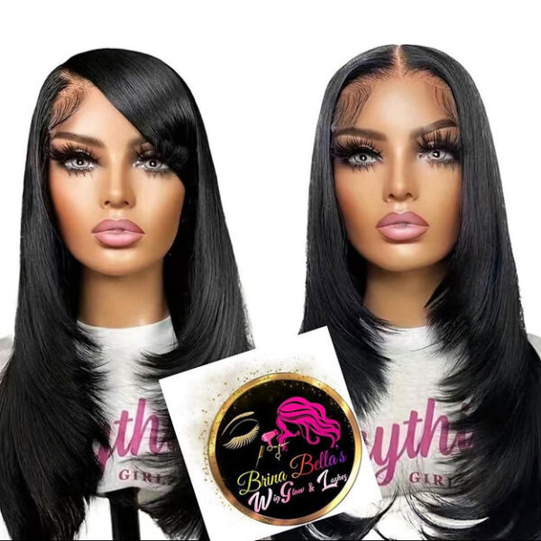 Bossy cut human hair wig color black