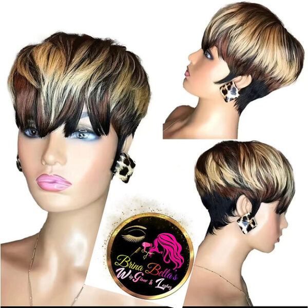 Pixie cut mixed color wig